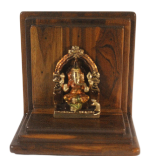 Buy Teakwood Temple and Brass Ganesh Statue Online